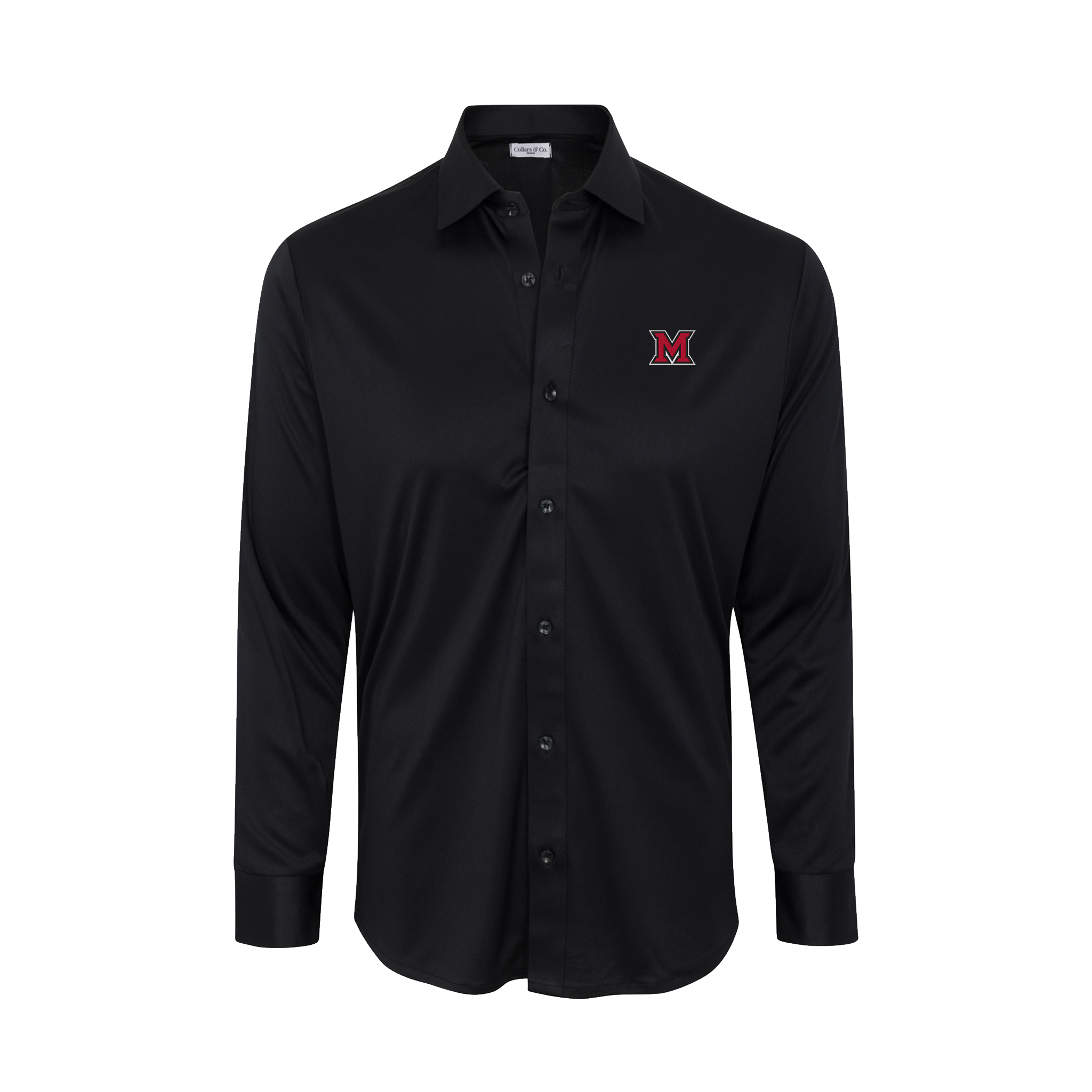 Miami Ohio Quattro Flex Dress Shirt with Semi-Spread Collar Black