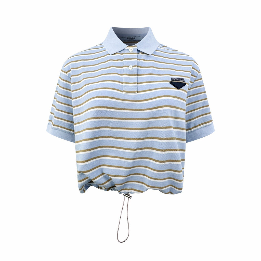 2026 Women’s Triangle Brand Striped Polo Shirt with Triangle Logo (FF708)